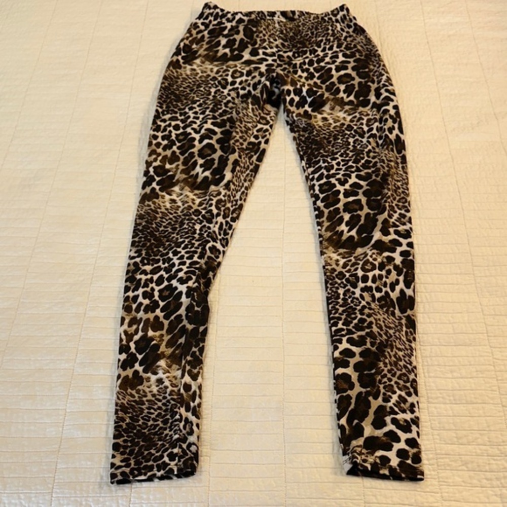 Dolce Bianca Leopard Print Leggings Y2K Animal Print Stretch Pants Medium